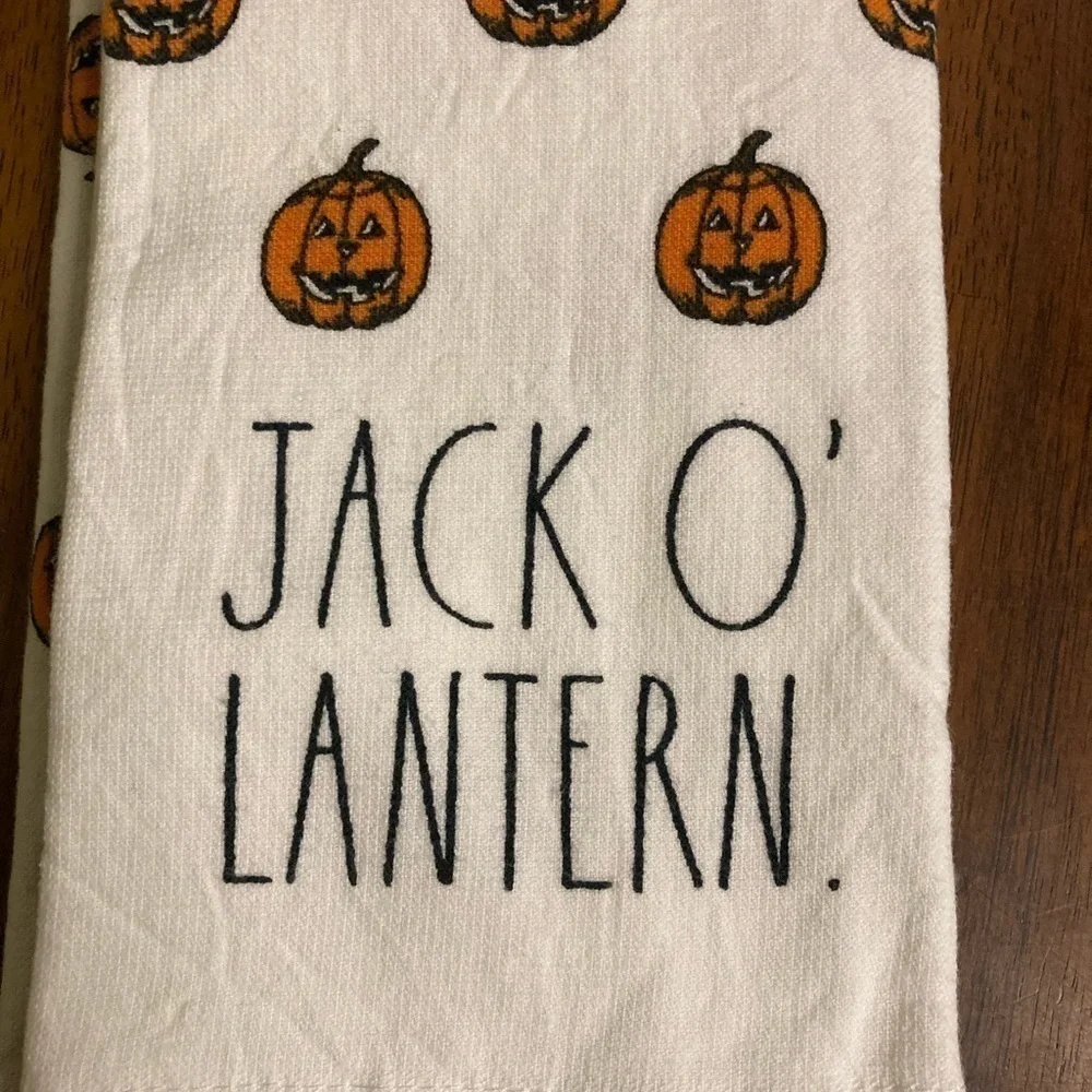NWT RAE DUNN TRICK OR TREAT JACK-O-LANTERN SET OF 3 KITCHEN TOWELS